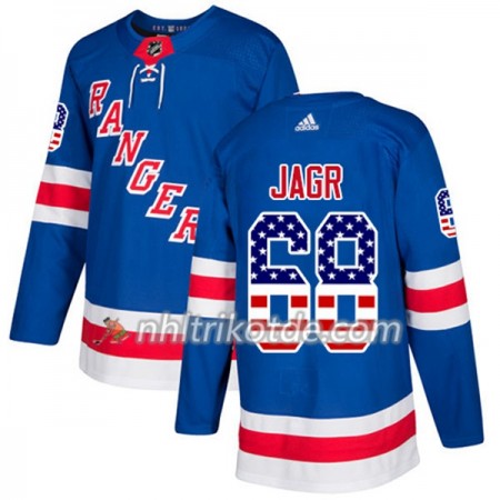 New York Rangers Trikot Jaromir Jagr 68 Adidas 2017-2018 Blau USA Flag Fashion Authentic - Herren